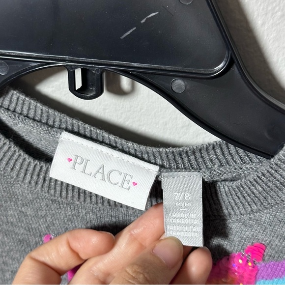 Children’s Place Girls Gray Sweater Rainbow Star Size 7/8 - Picture 4 of 7